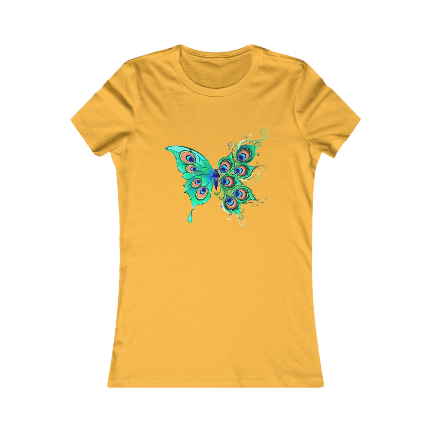 Peacock Themed Butterfly Women's Tee - Beautiful and Vibrant