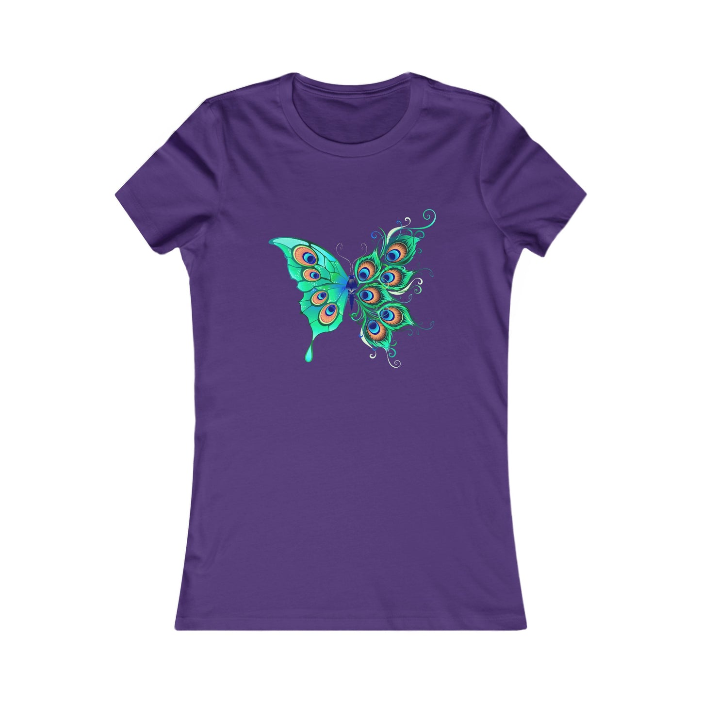 Peacock Themed Butterfly Women's Tee - Beautiful and Vibrant