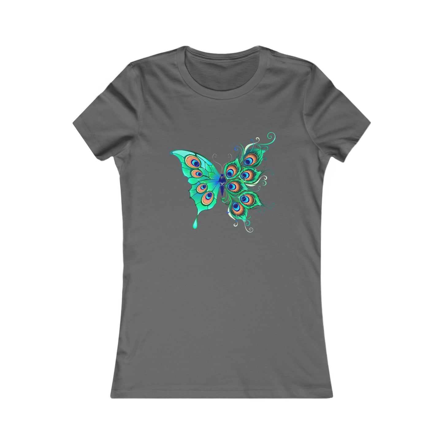 Peacock Themed Butterfly Women's Tee - Beautiful and Vibrant