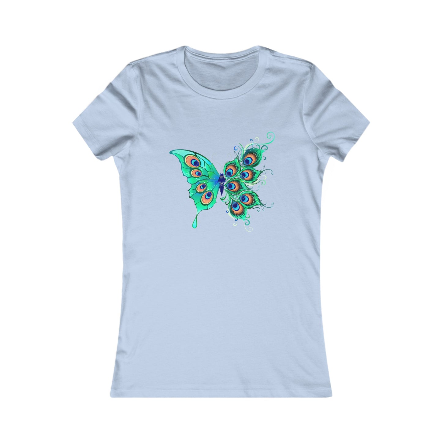 Peacock Themed Butterfly Women's Tee - Beautiful and Vibrant