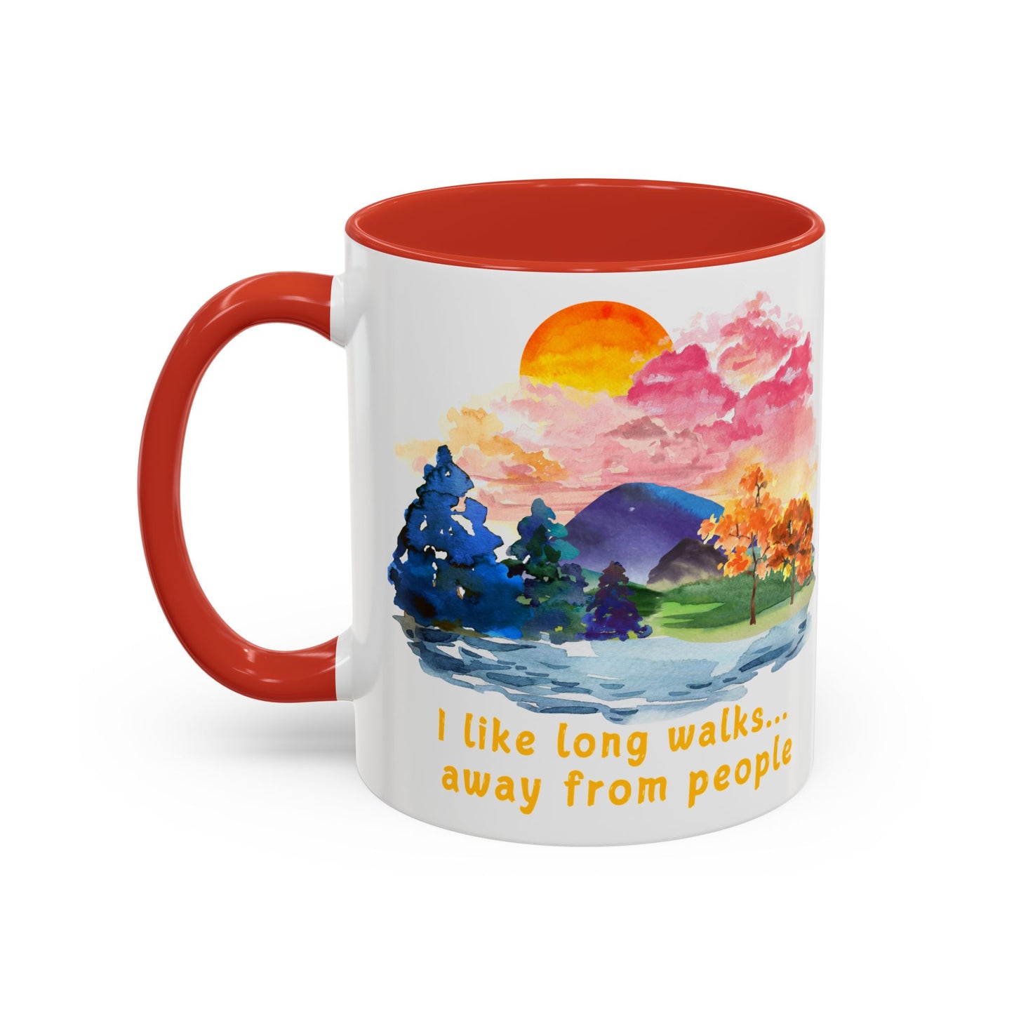 Long Walks Away From People - Accent Coffee Mug (11, 15oz)