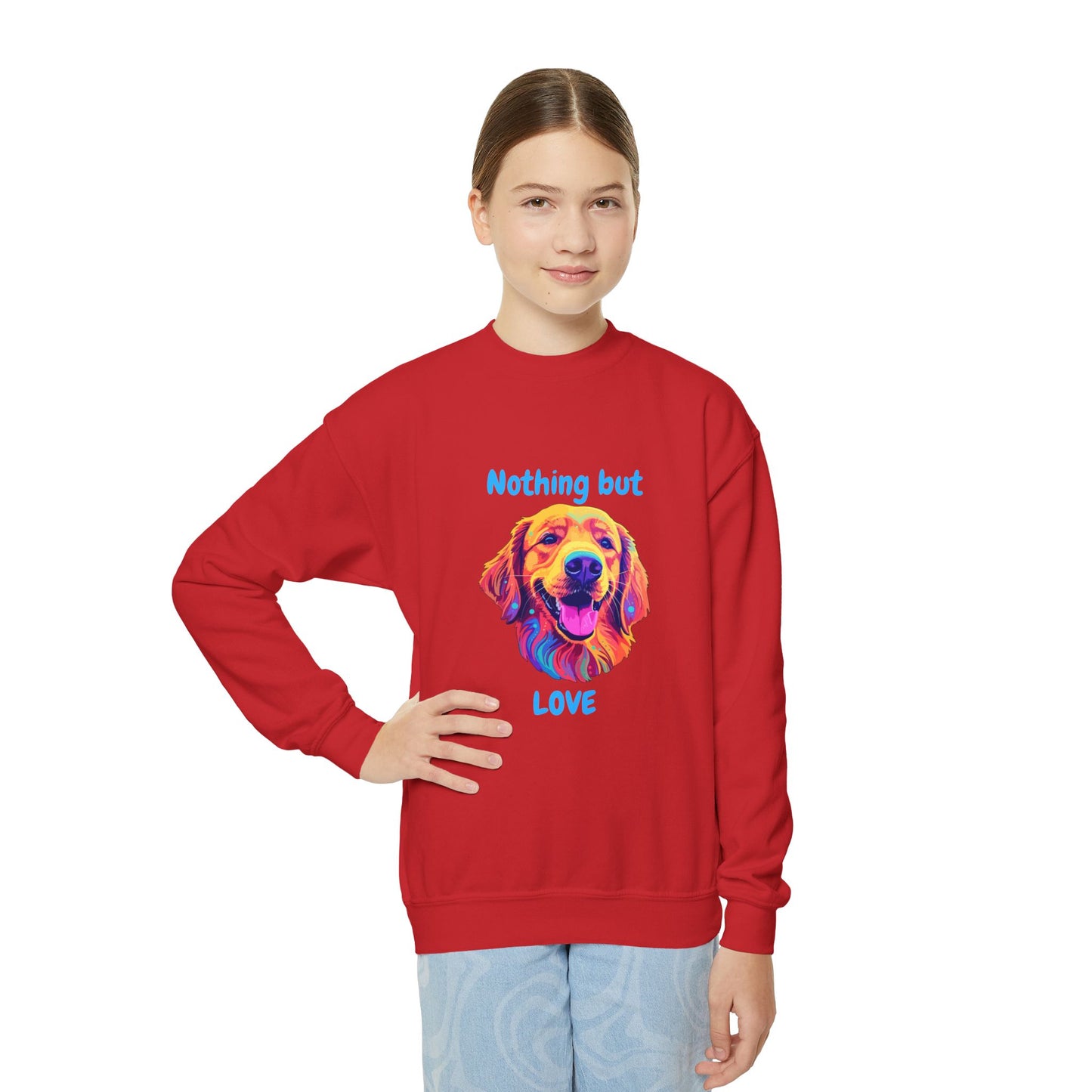 Nothing But Love - Youth Crewneck Sweatshirt - Golden Retriever Design