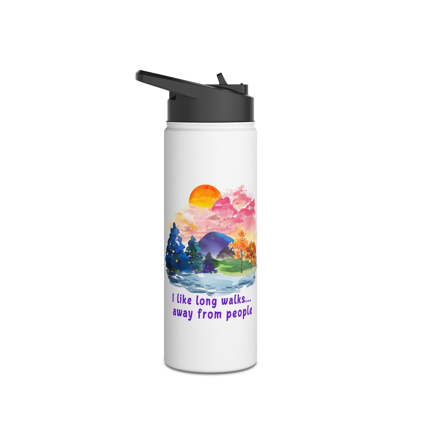 Long Walks Away From People - Stainless Steel Water Bottle