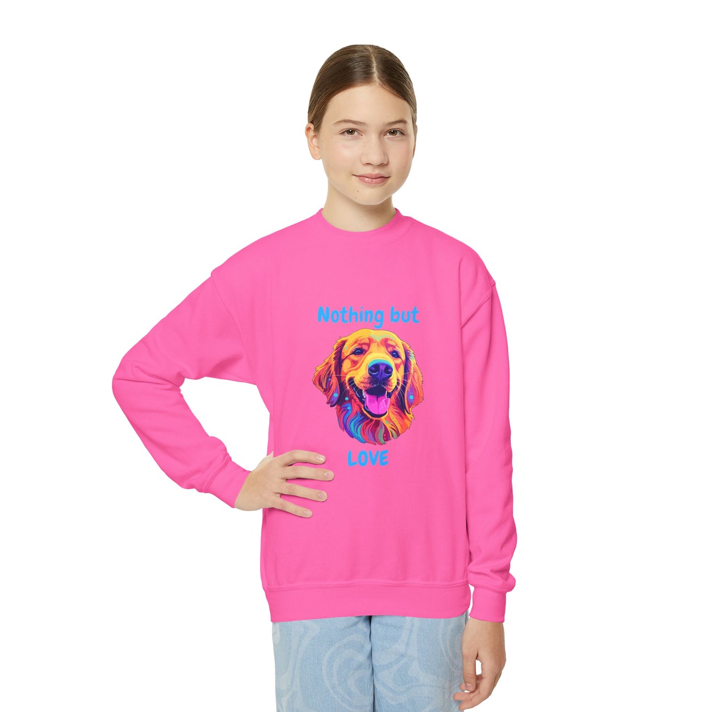 Nothing But Love - Youth Crewneck Sweatshirt - Golden Retriever Design