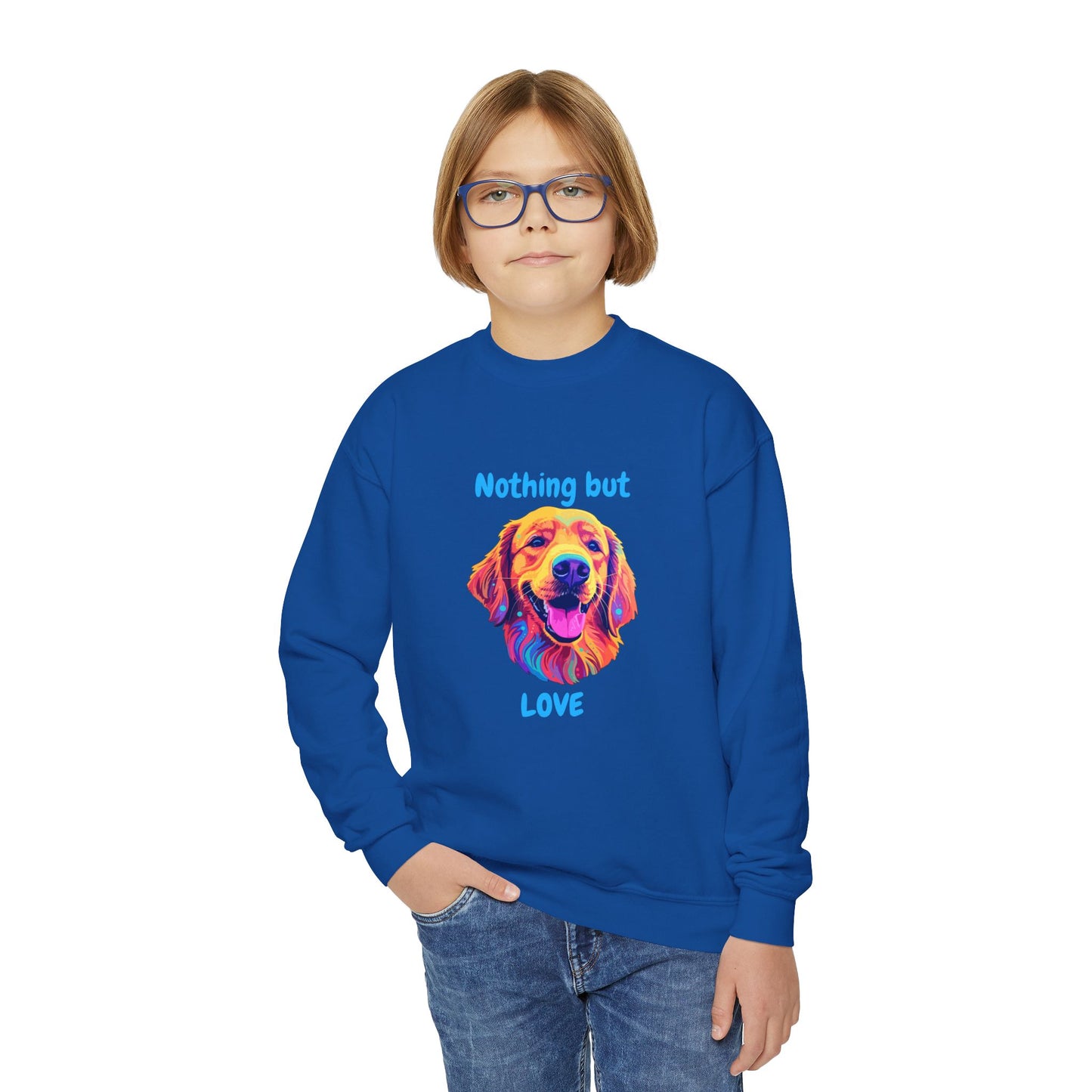 Nothing But Love - Youth Crewneck Sweatshirt - Golden Retriever Design