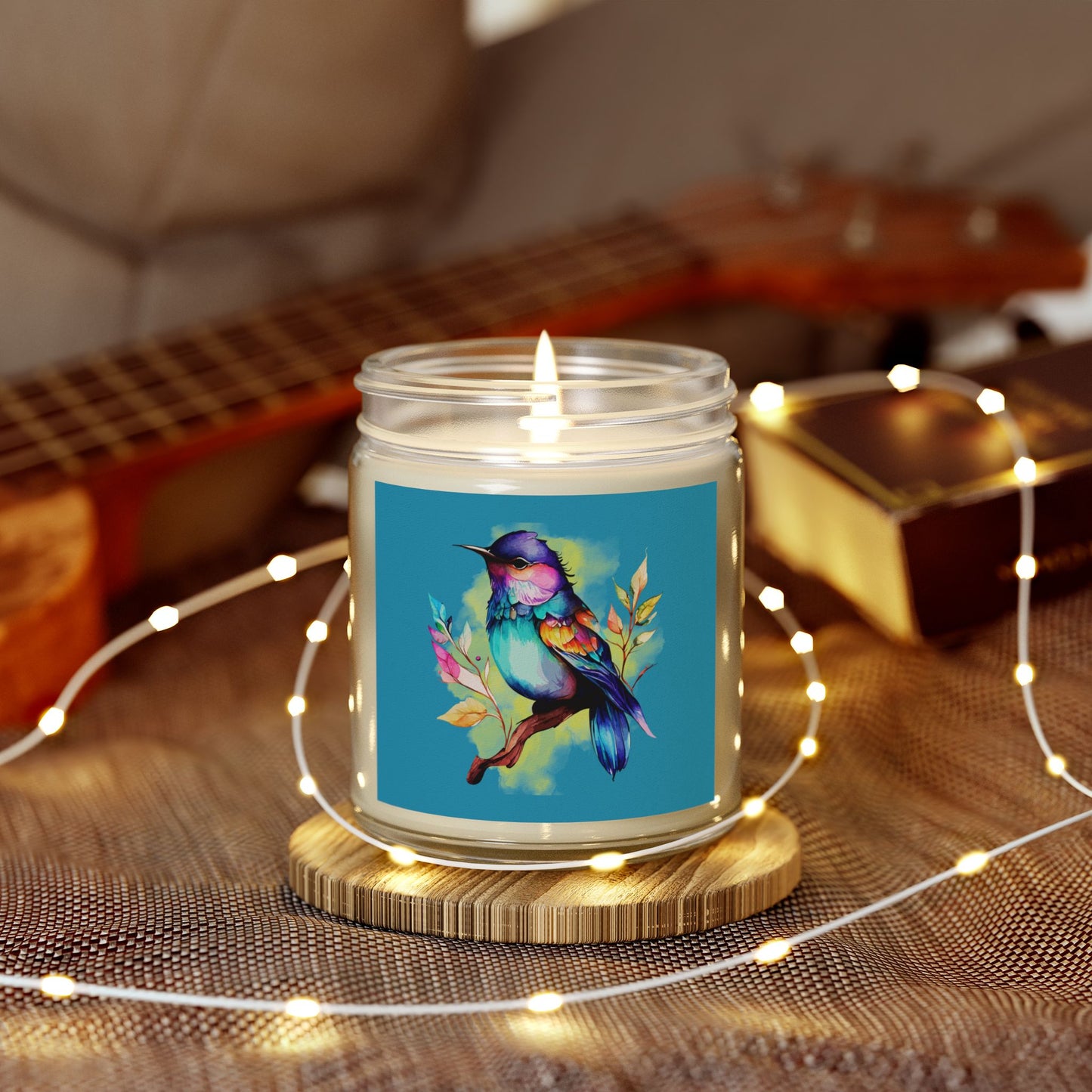 Beautiful Watercolor Bird - Scented Coconut Apricot Candles (4oz, 9oz)