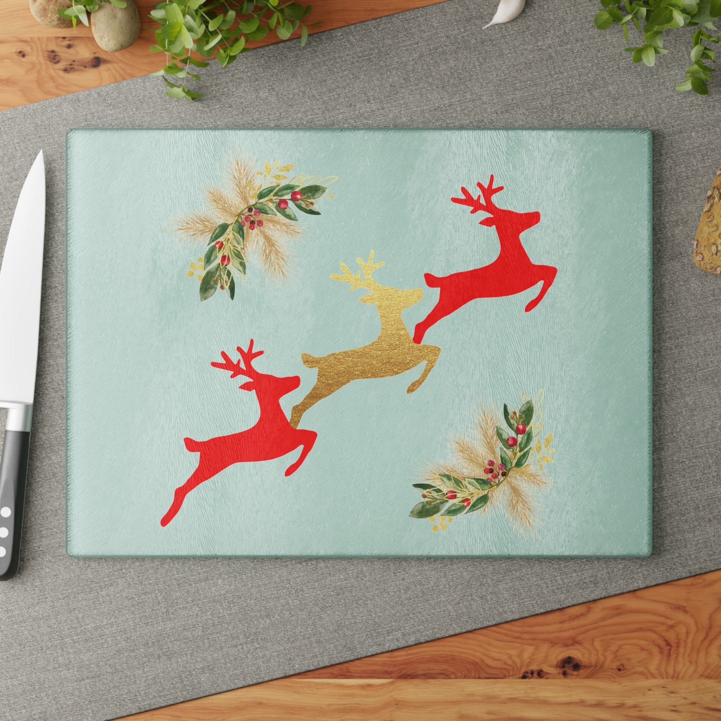 Reindeer Fun - Glass Cutting Board