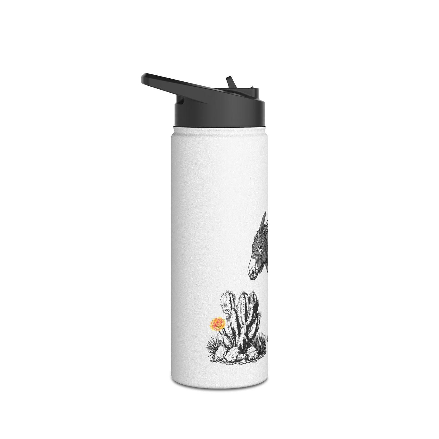 Desert-themed With Adorable Donkey - Stainless Steel Water Bottle, Standard Lid