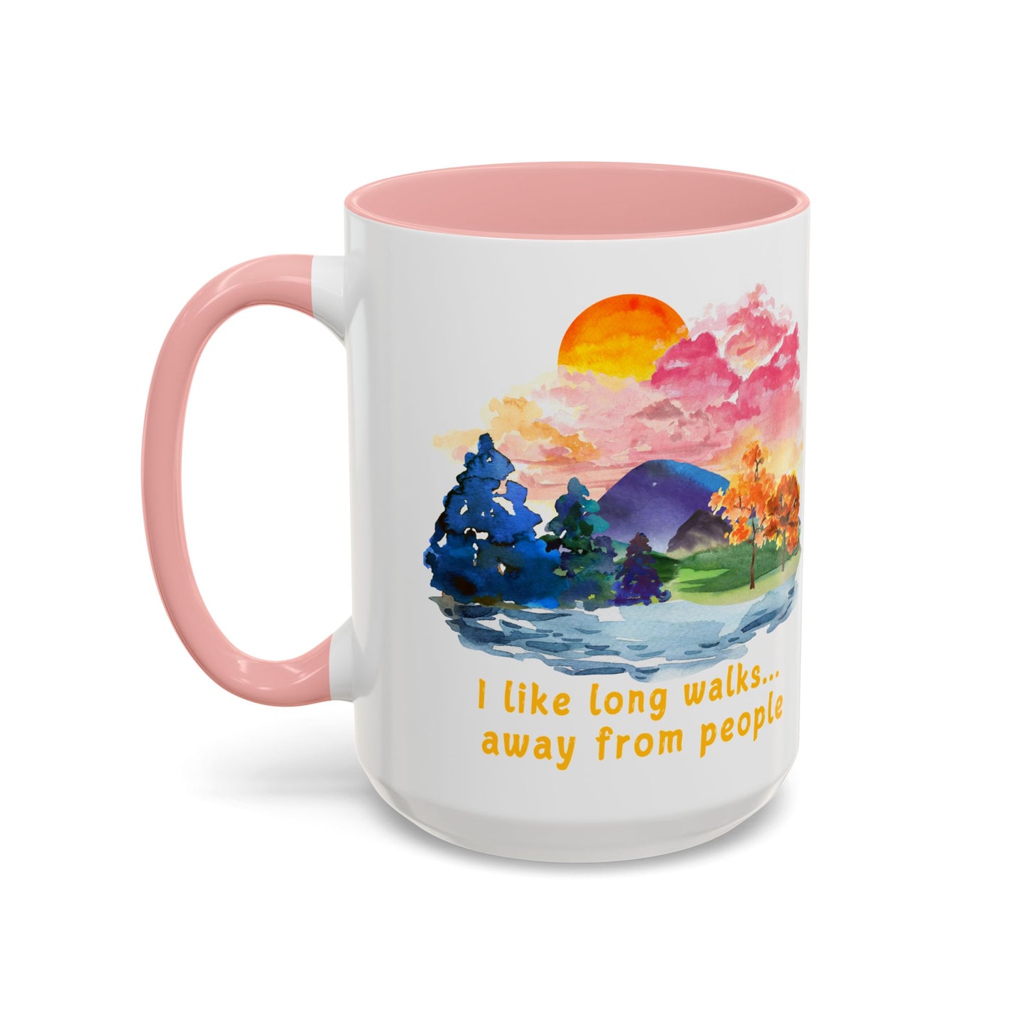 Long Walks Away From People - Accent Coffee Mug (11, 15oz)