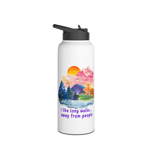 Long Walks Away From People - Stainless Steel Water Bottle