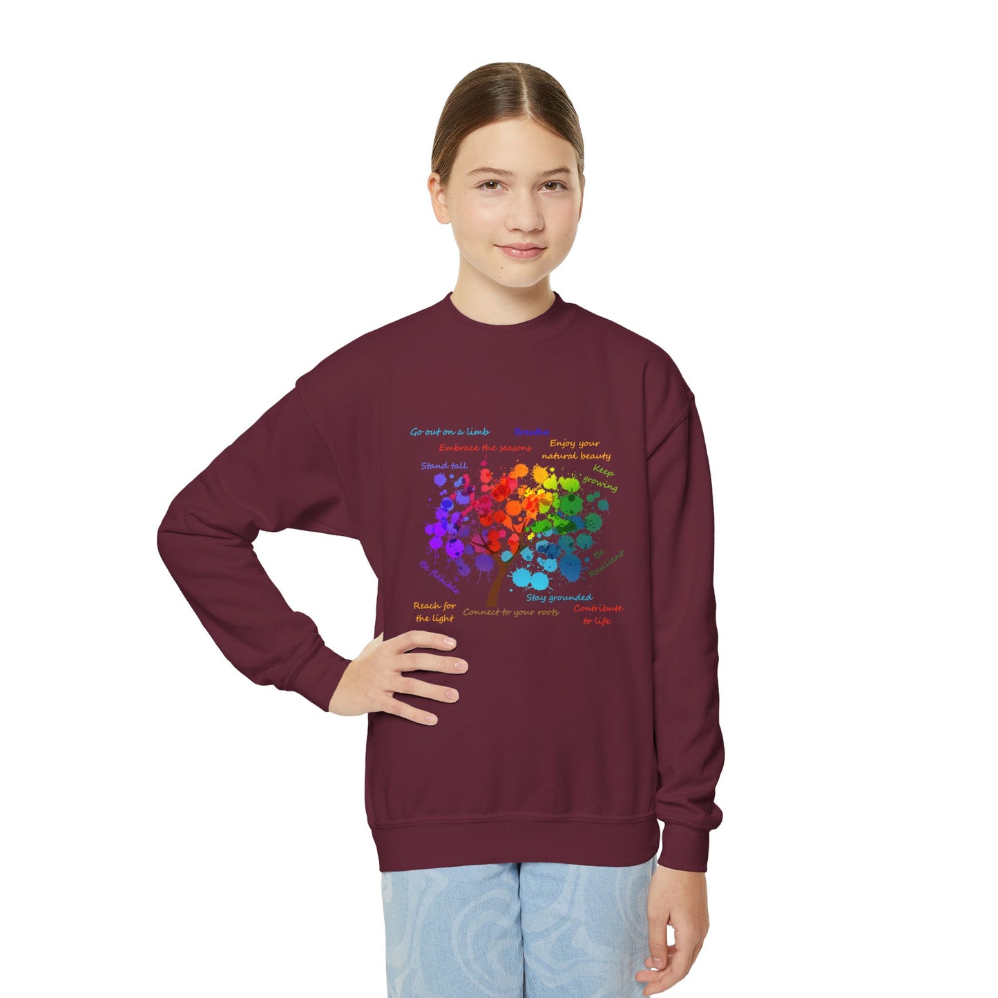 Tree of Life - Youth Crewneck Sweatshirt - Bright Uplifting Print