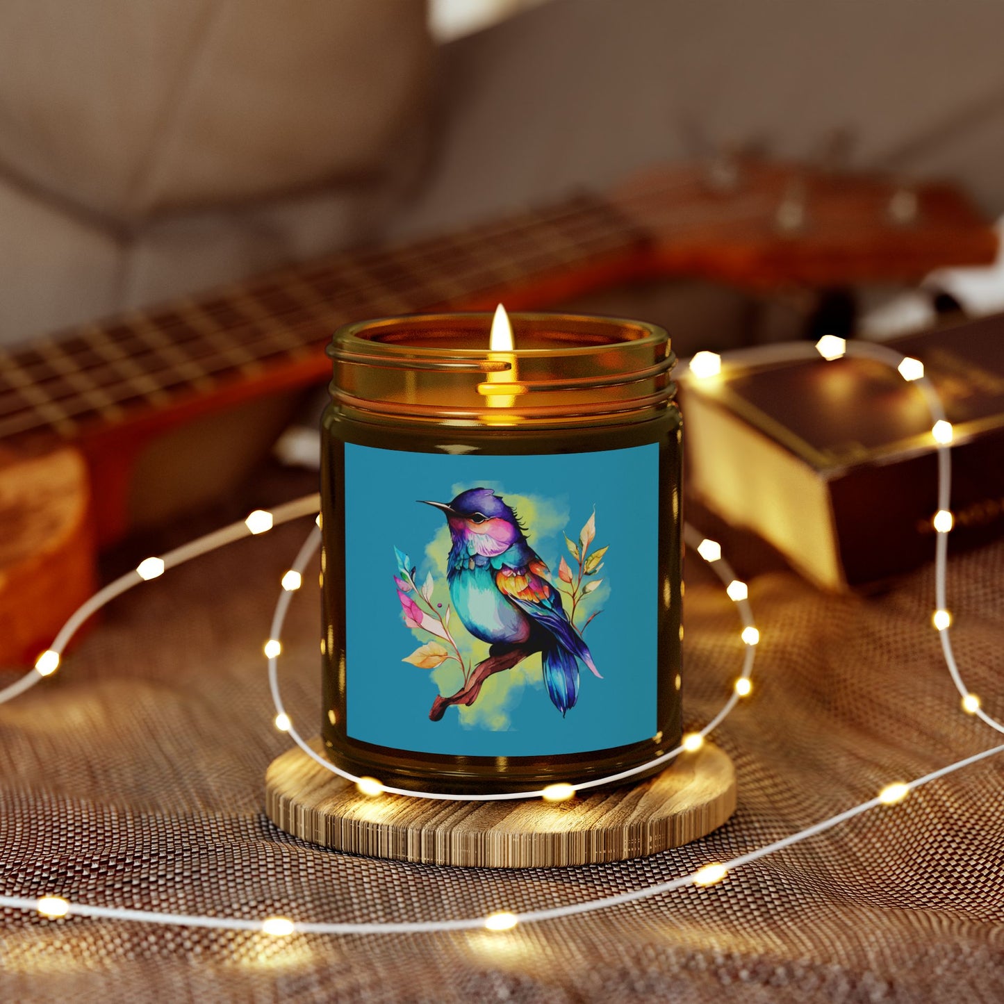 Beautiful Watercolor Bird - Scented Coconut Apricot Candles (4oz, 9oz)