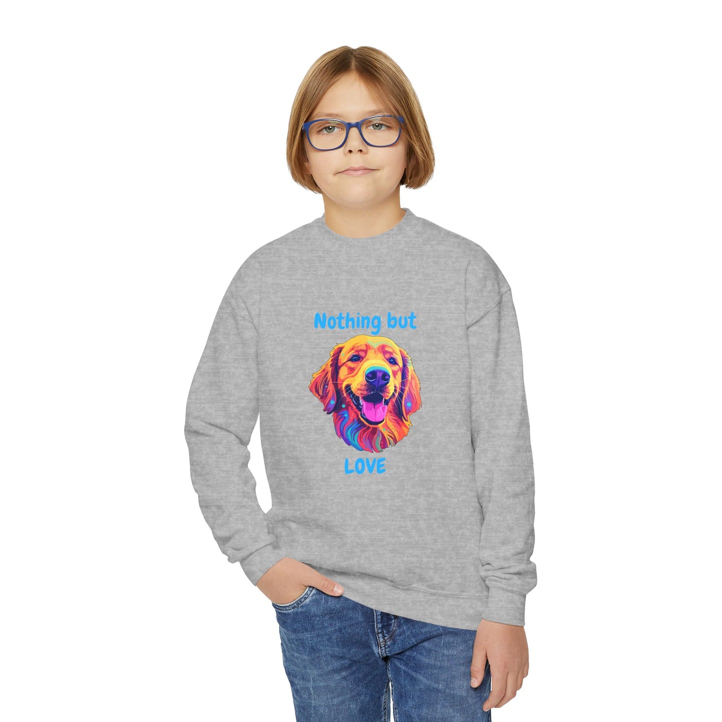 Nothing But Love - Youth Crewneck Sweatshirt - Golden Retriever Design