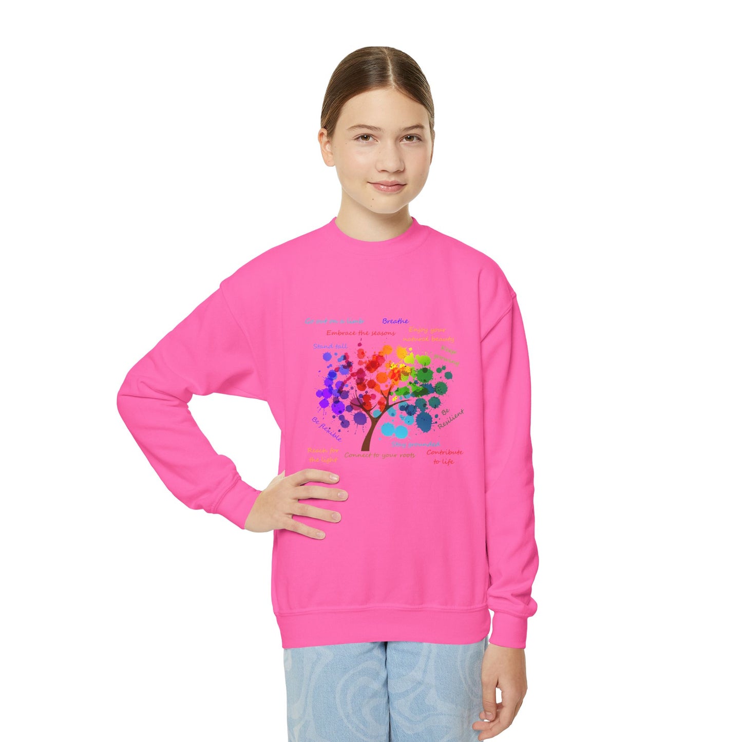 Tree of Life - Youth Crewneck Sweatshirt - Bright Uplifting Print