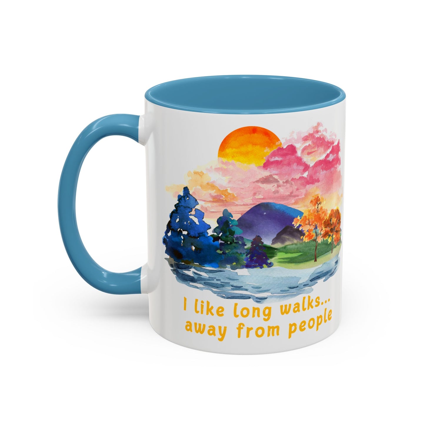 Long Walks Away From People - Accent Coffee Mug (11, 15oz)