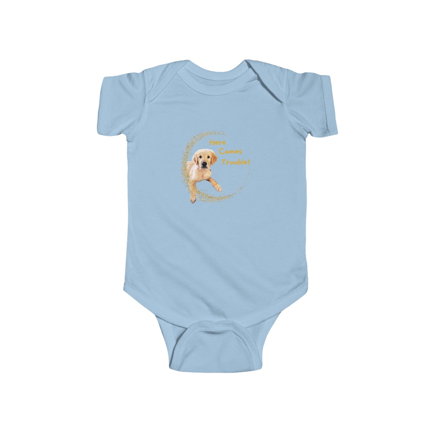 Here Comes Trouble - Infant Fine Jersey Bodysuit - Golden Retriever Puppy