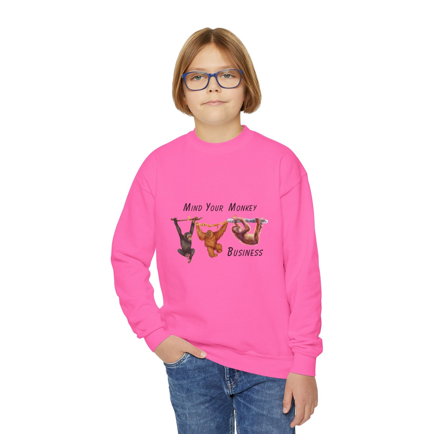 Mind Your Monkey Business - Youth Crewneck Sweatshirt