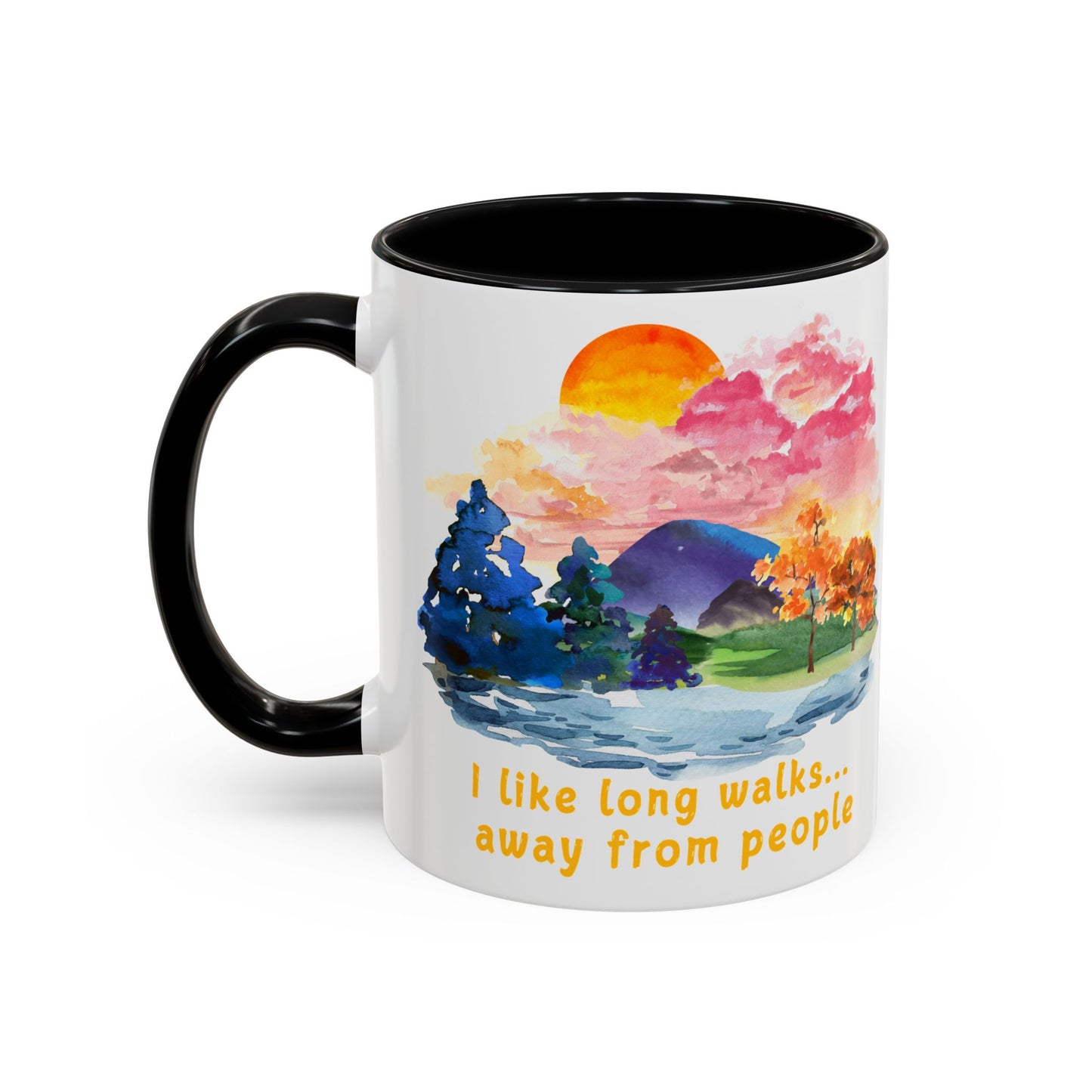 Long Walks Away From People - Accent Coffee Mug (11, 15oz)