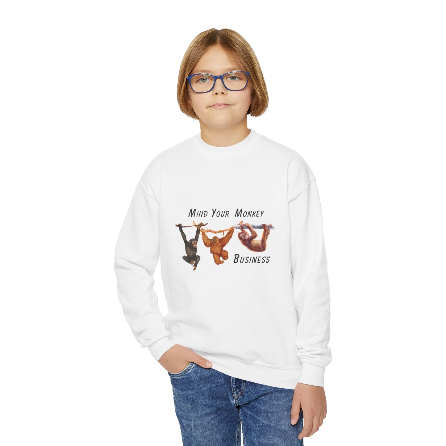 Mind Your Monkey Business - Youth Crewneck Sweatshirt