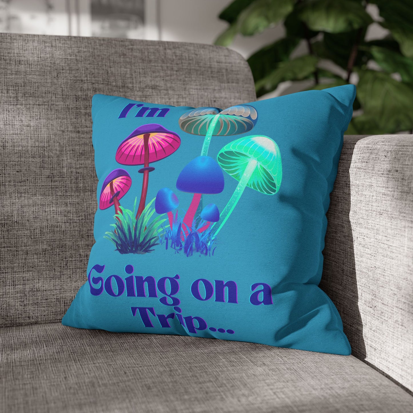 Going on a Trip Blue - Accent Square Pillowcase - Various Sizes