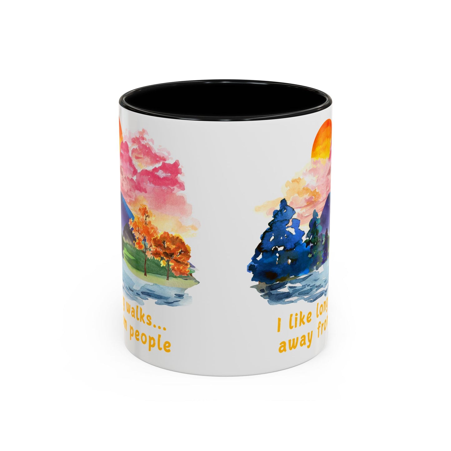 Long Walks Away From People - Accent Coffee Mug (11, 15oz)