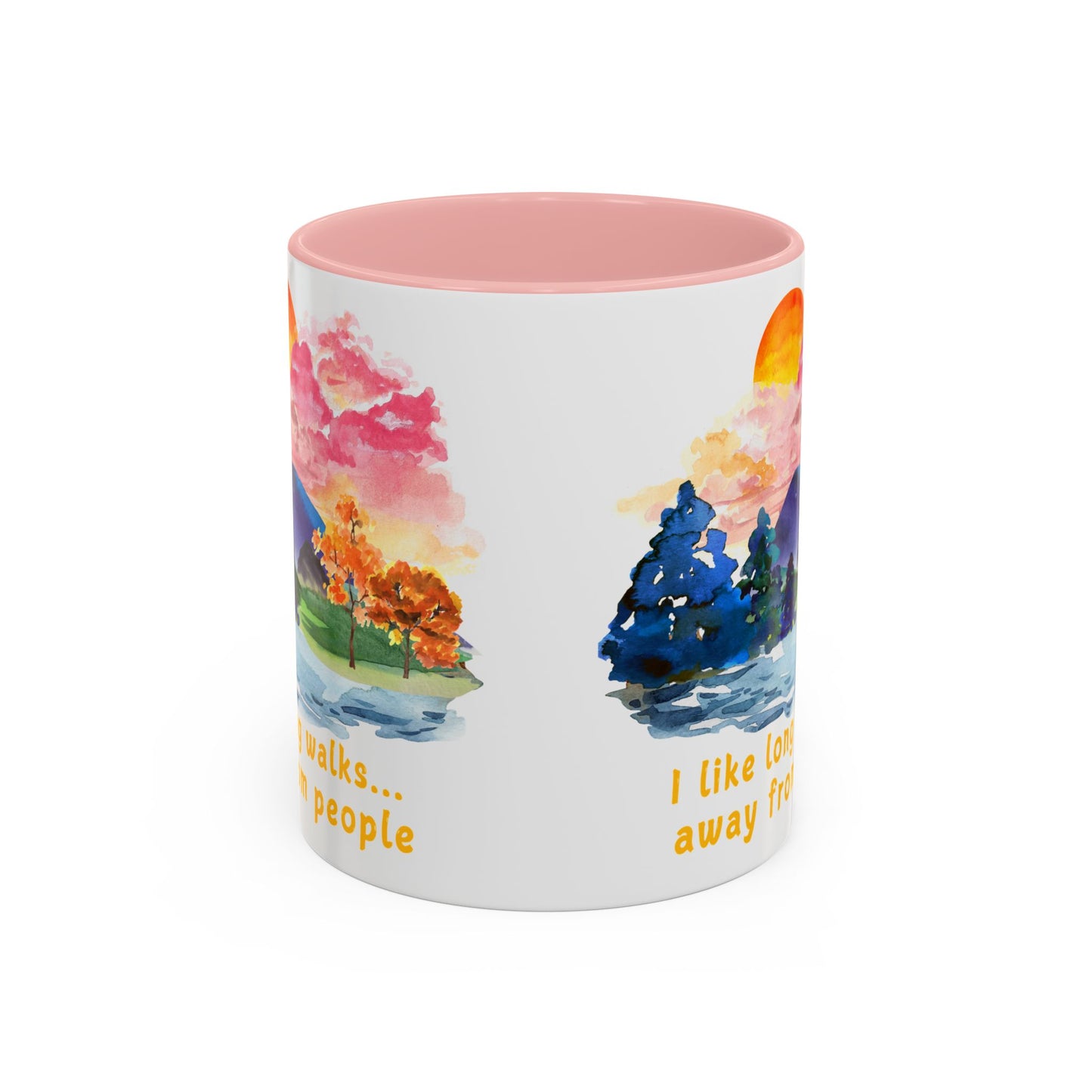 Long Walks Away From People - Accent Coffee Mug (11, 15oz)