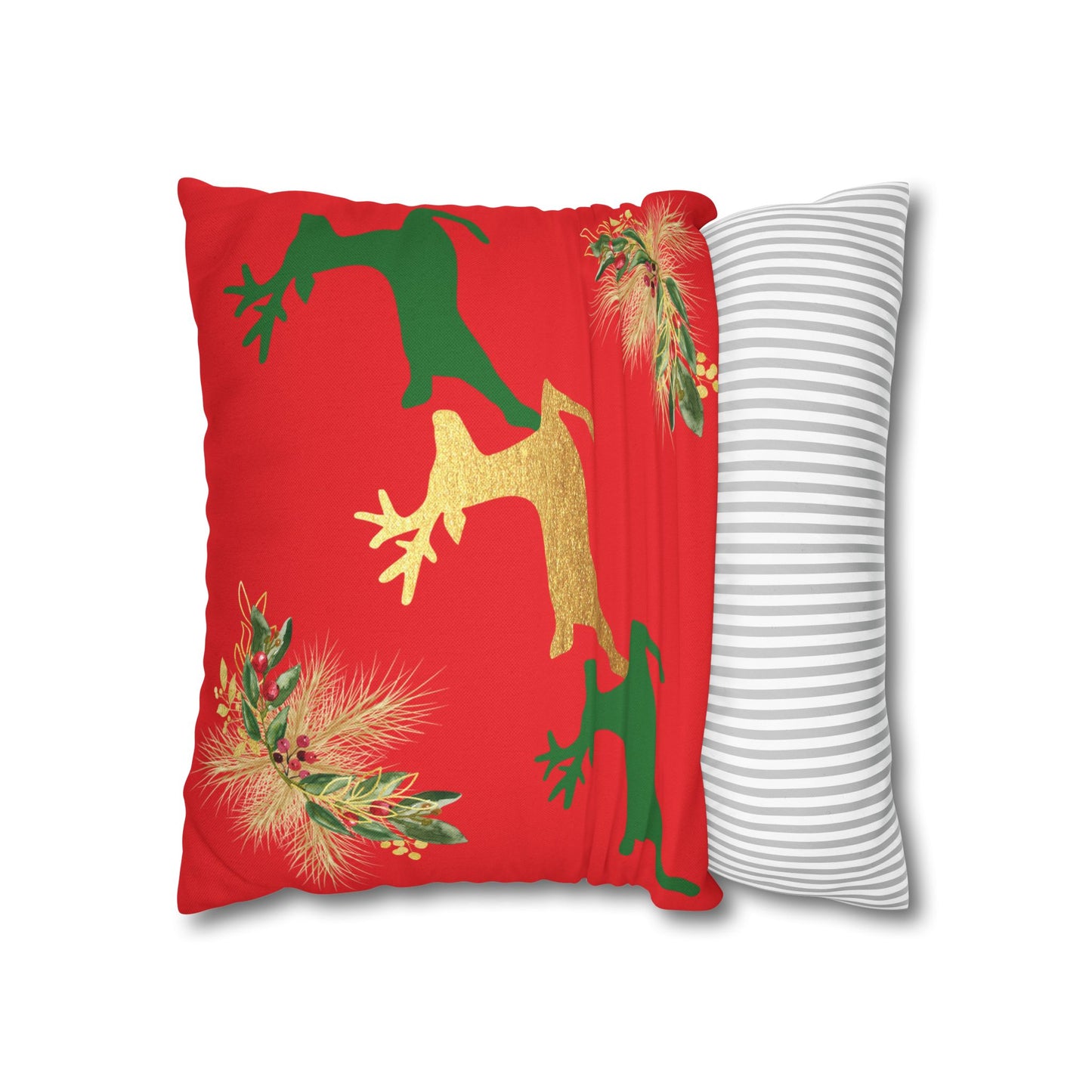 Reindeer Fun Green - Square Pillowcase - Various Sizes