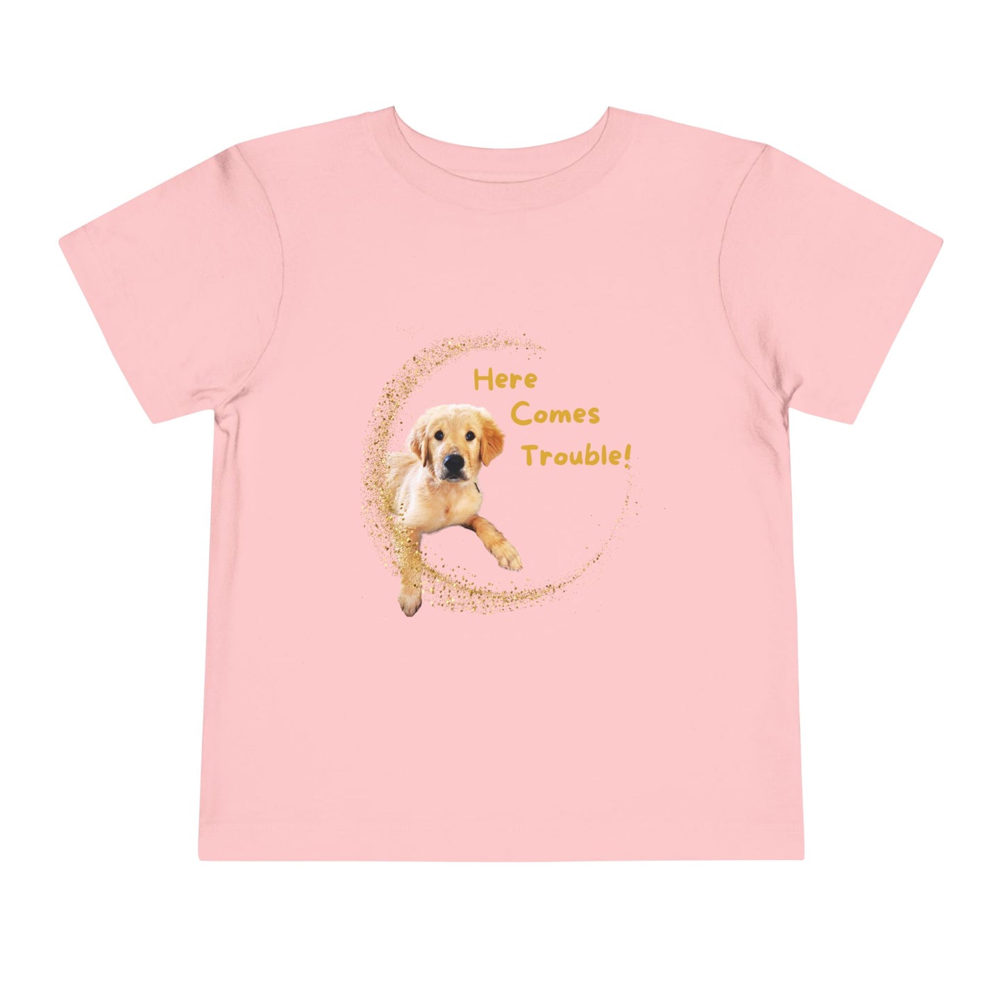 Here Comes Trouble - Toddler Tee - Golden Retriever Puppy