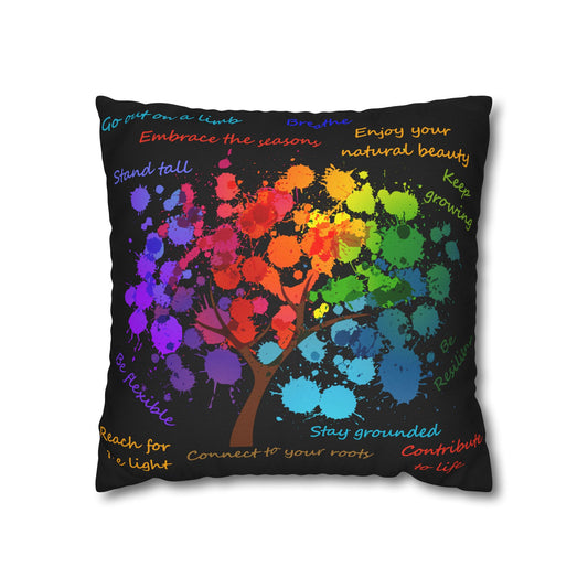 Tree Of Life Black - Accent Square Pillowcase - Various Sizes