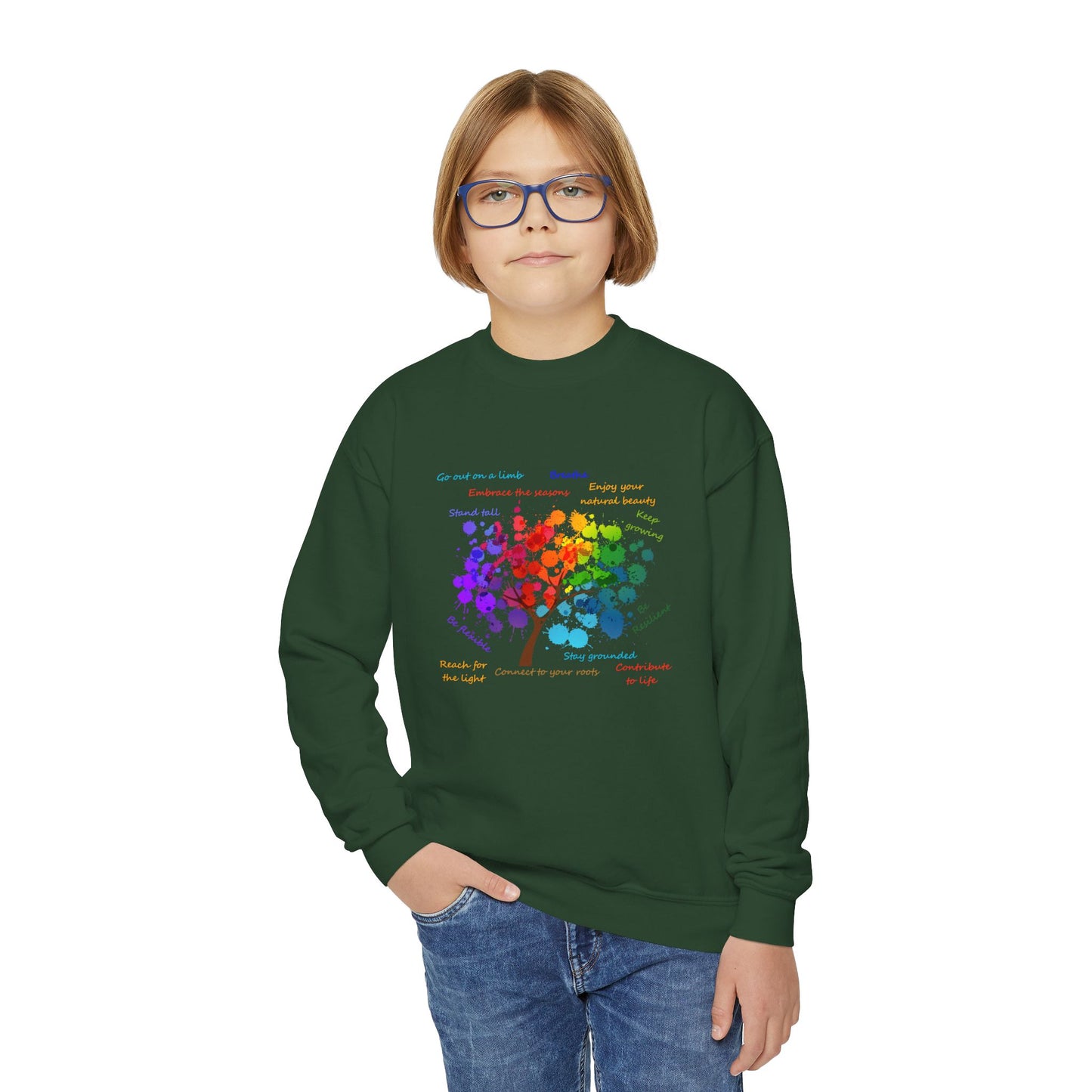 Tree of Life - Youth Crewneck Sweatshirt - Bright Uplifting Print