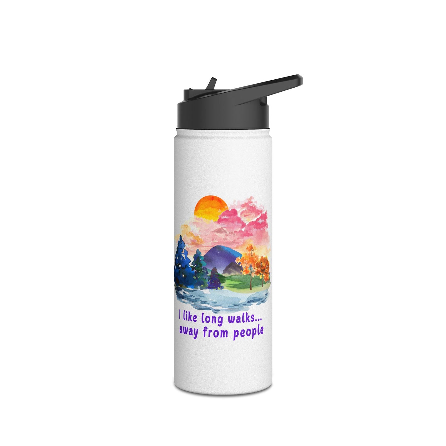 Long Walks Away From People - Stainless Steel Water Bottle