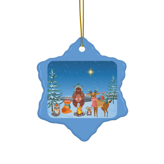 Winter Animal Party - Ceramic Ornament, 3 Shapes