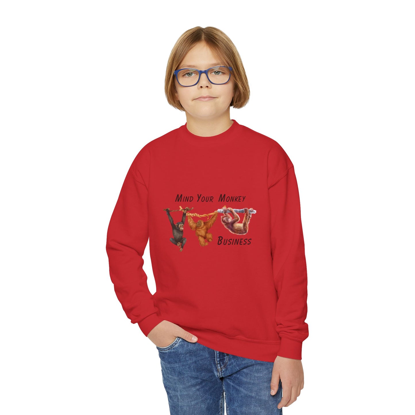 Mind Your Monkey Business - Youth Crewneck Sweatshirt