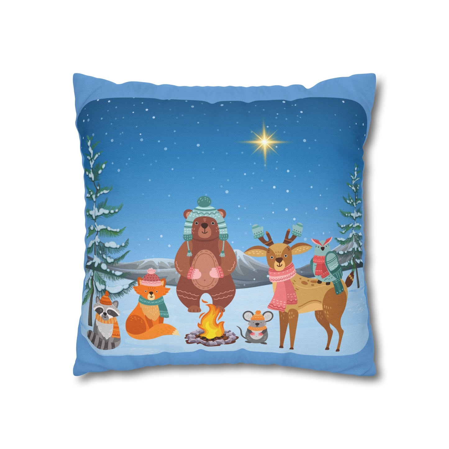 Winter Animal Party - Square Pillowcase - Various Sizes