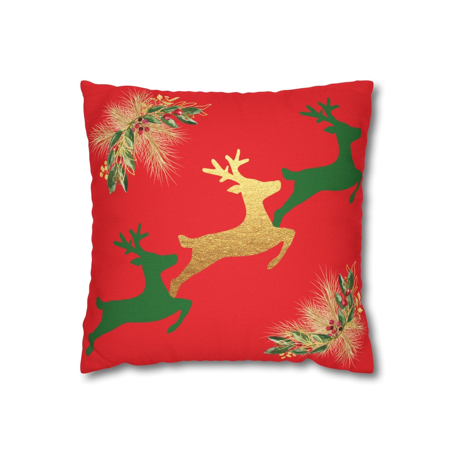 Reindeer Fun Green - Square Pillowcase - Various Sizes