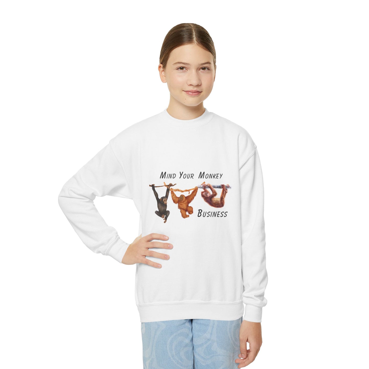 Mind Your Monkey Business - Youth Crewneck Sweatshirt