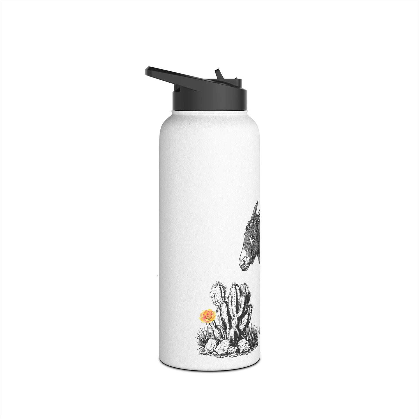 Desert-themed With Adorable Donkey - Stainless Steel Water Bottle, Standard Lid