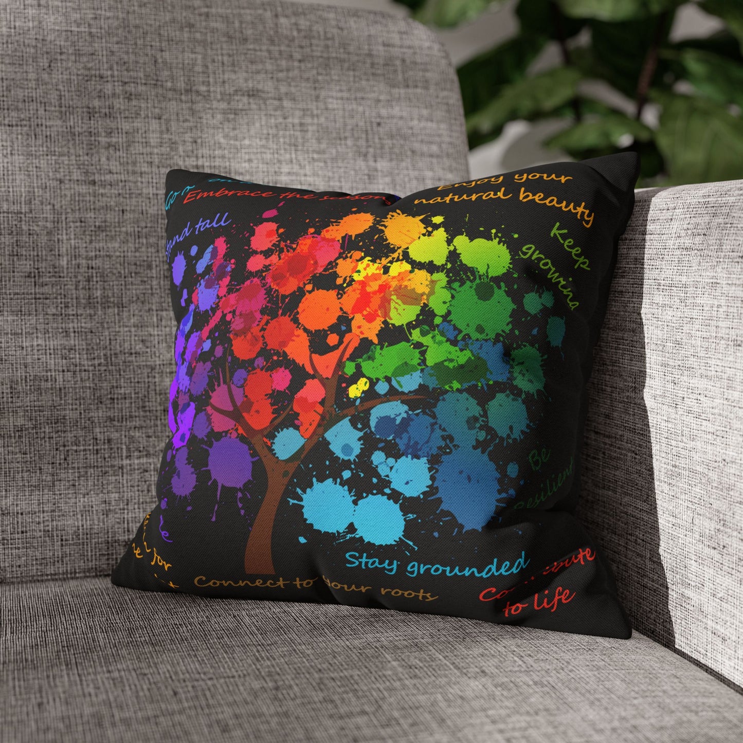 Tree Of Life Black - Accent Square Pillowcase - Various Sizes