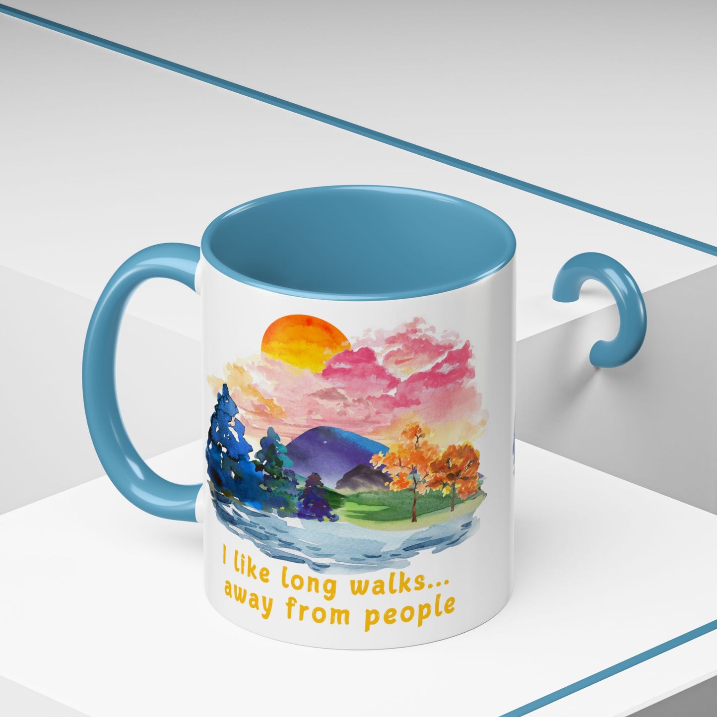 Long Walks Away From People - Accent Coffee Mug (11, 15oz)