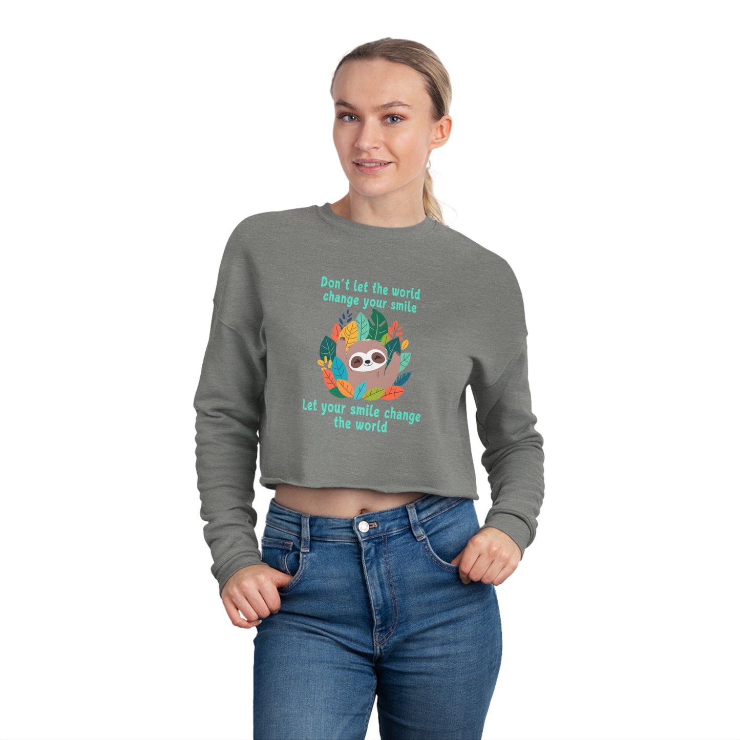 Sloth Smile - Women's Cropped Sweatshirt