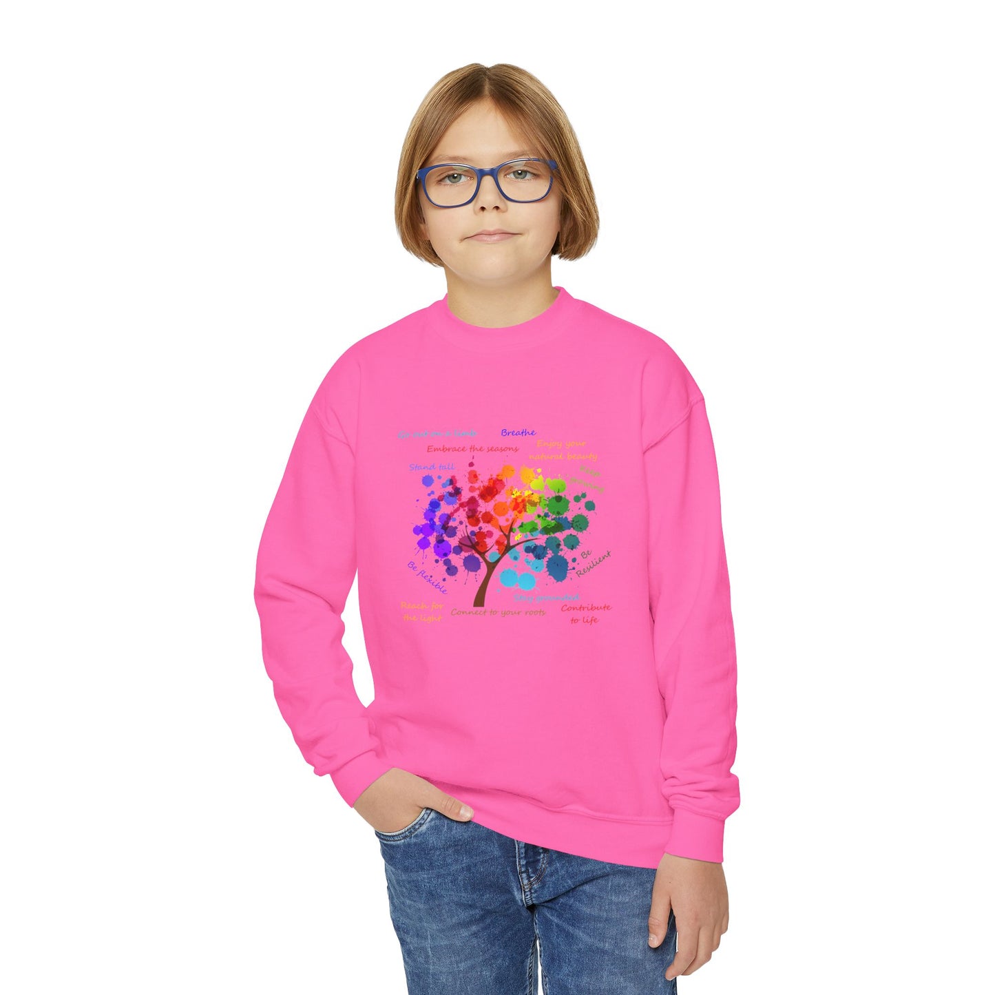 Tree of Life - Youth Crewneck Sweatshirt - Bright Uplifting Print