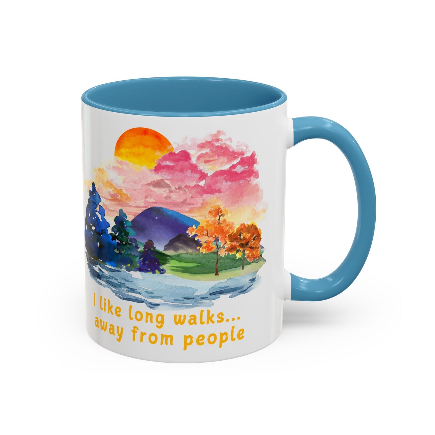 Long Walks Away From People - Accent Coffee Mug (11, 15oz)