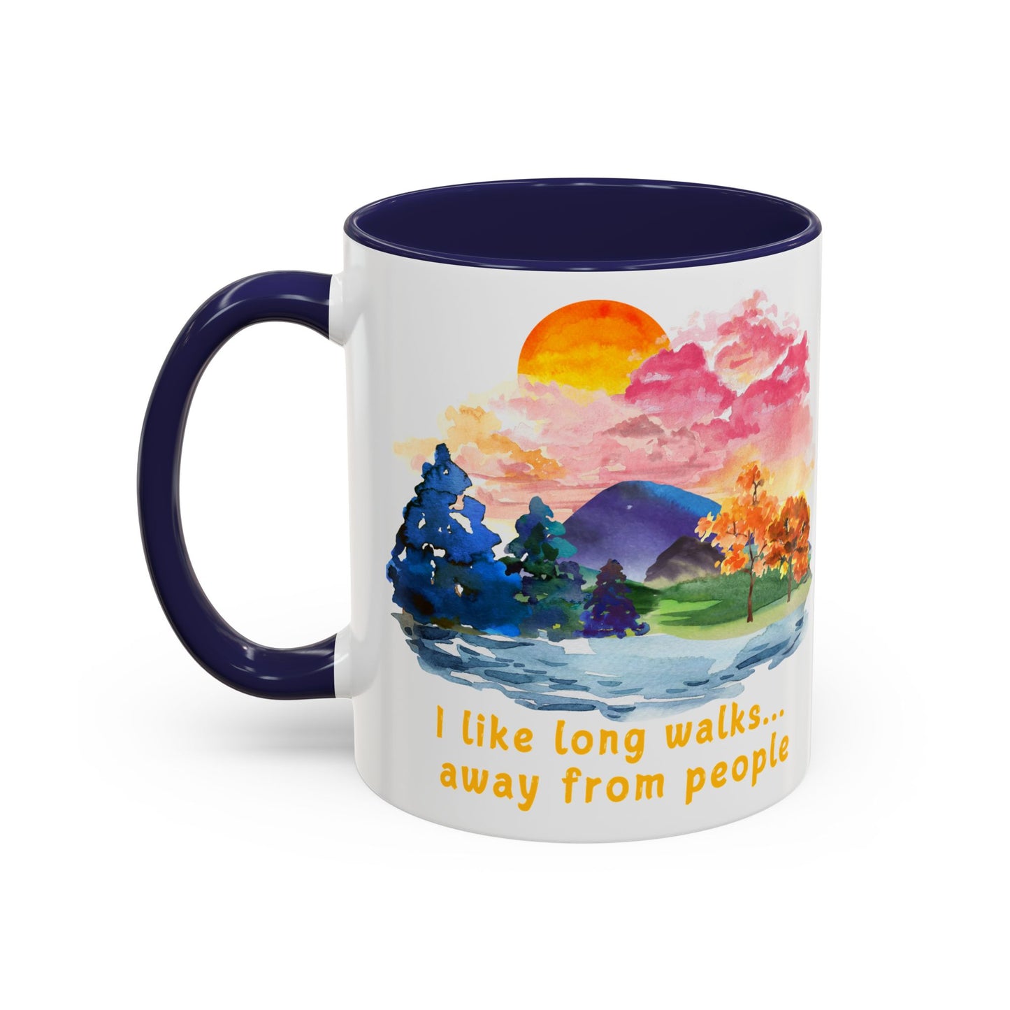 Long Walks Away From People - Accent Coffee Mug (11, 15oz)