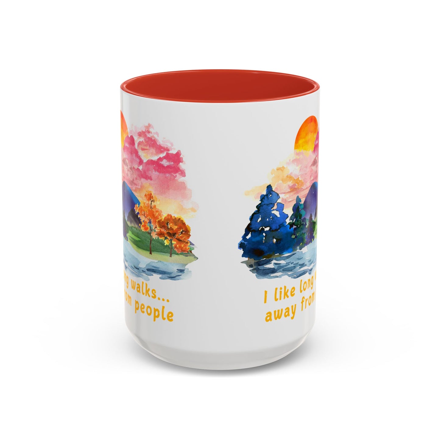 Long Walks Away From People - Accent Coffee Mug (11, 15oz)