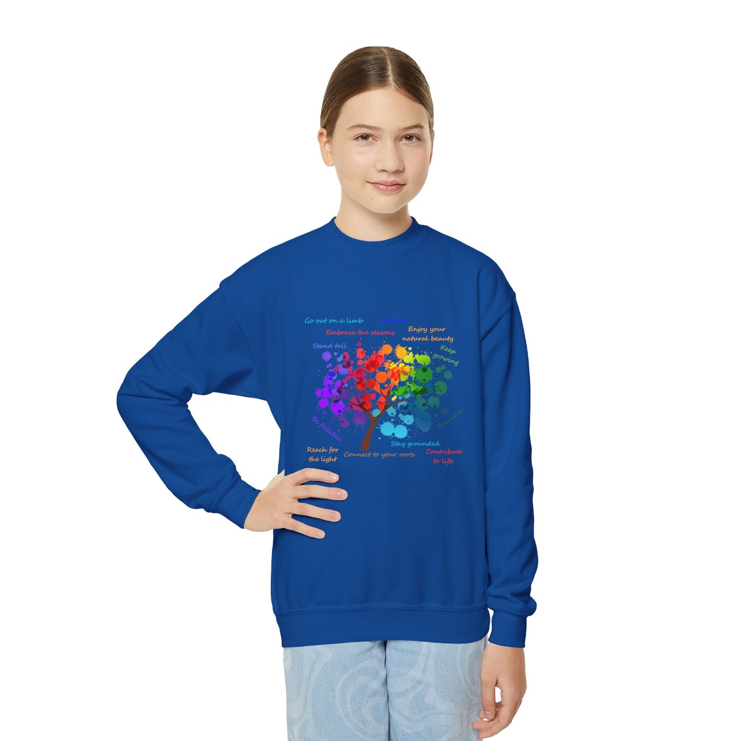 Tree of Life - Youth Crewneck Sweatshirt - Bright Uplifting Print