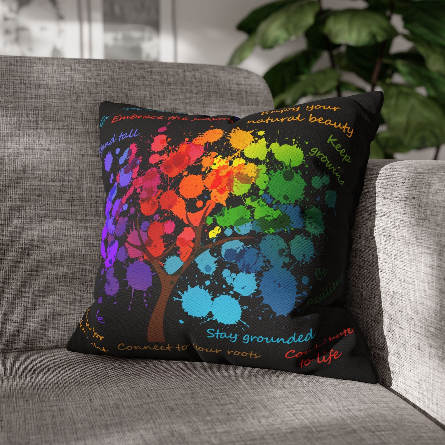 Tree Of Life Black - Accent Square Pillowcase - Various Sizes