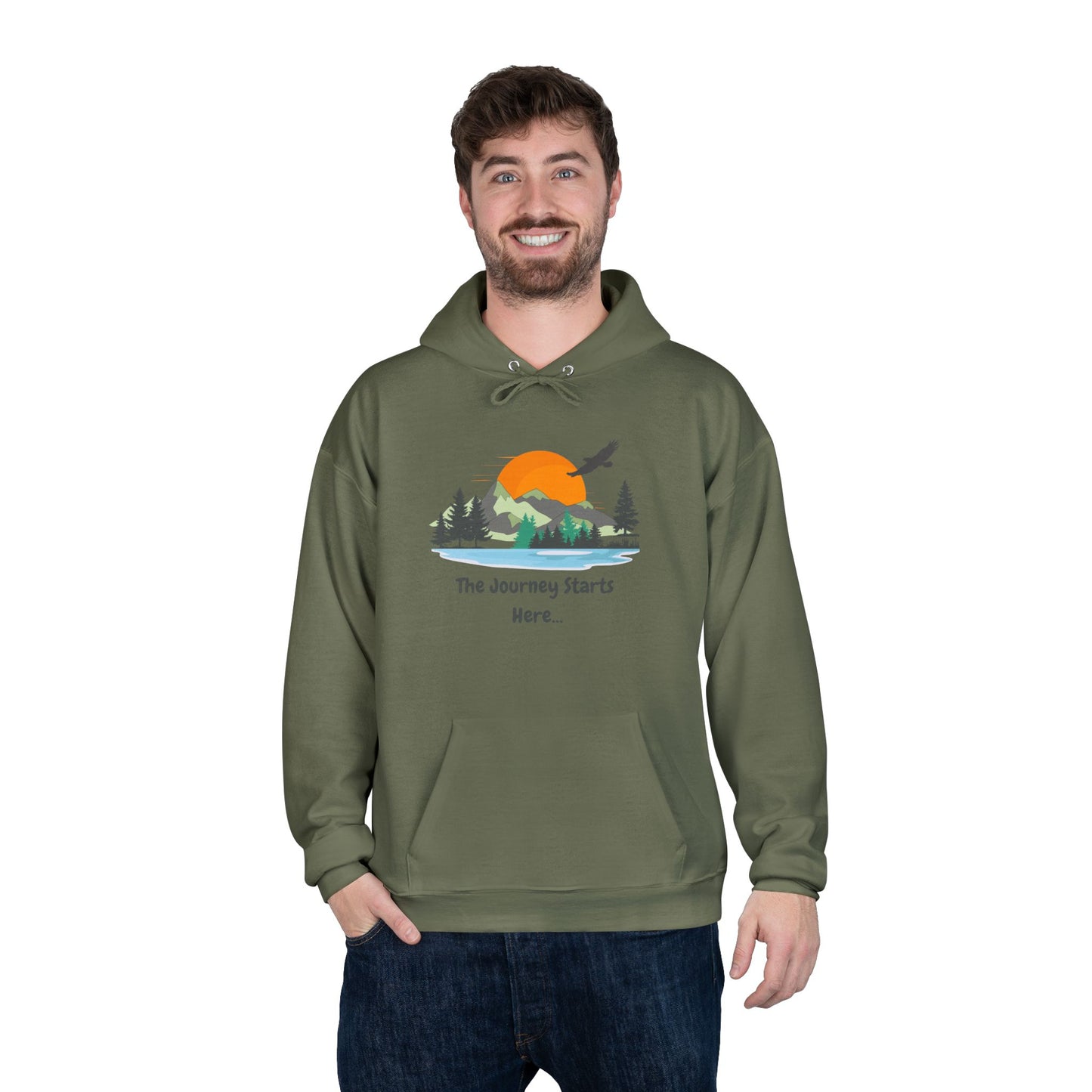 Journey Starts Here - Adult Unisex EcoSmart® Pullover Hoodie Sweatshirt