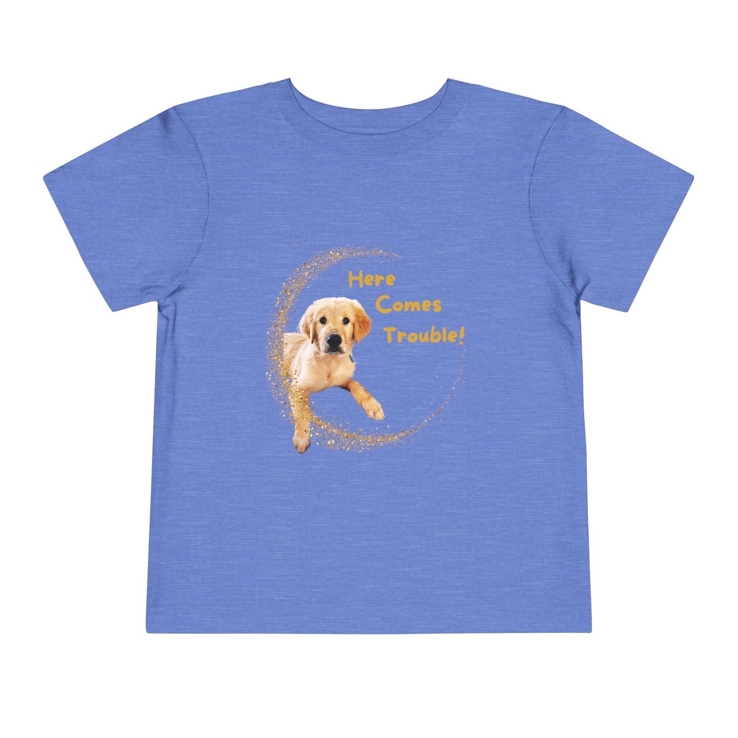 Here Comes Trouble - Toddler Tee - Golden Retriever Puppy