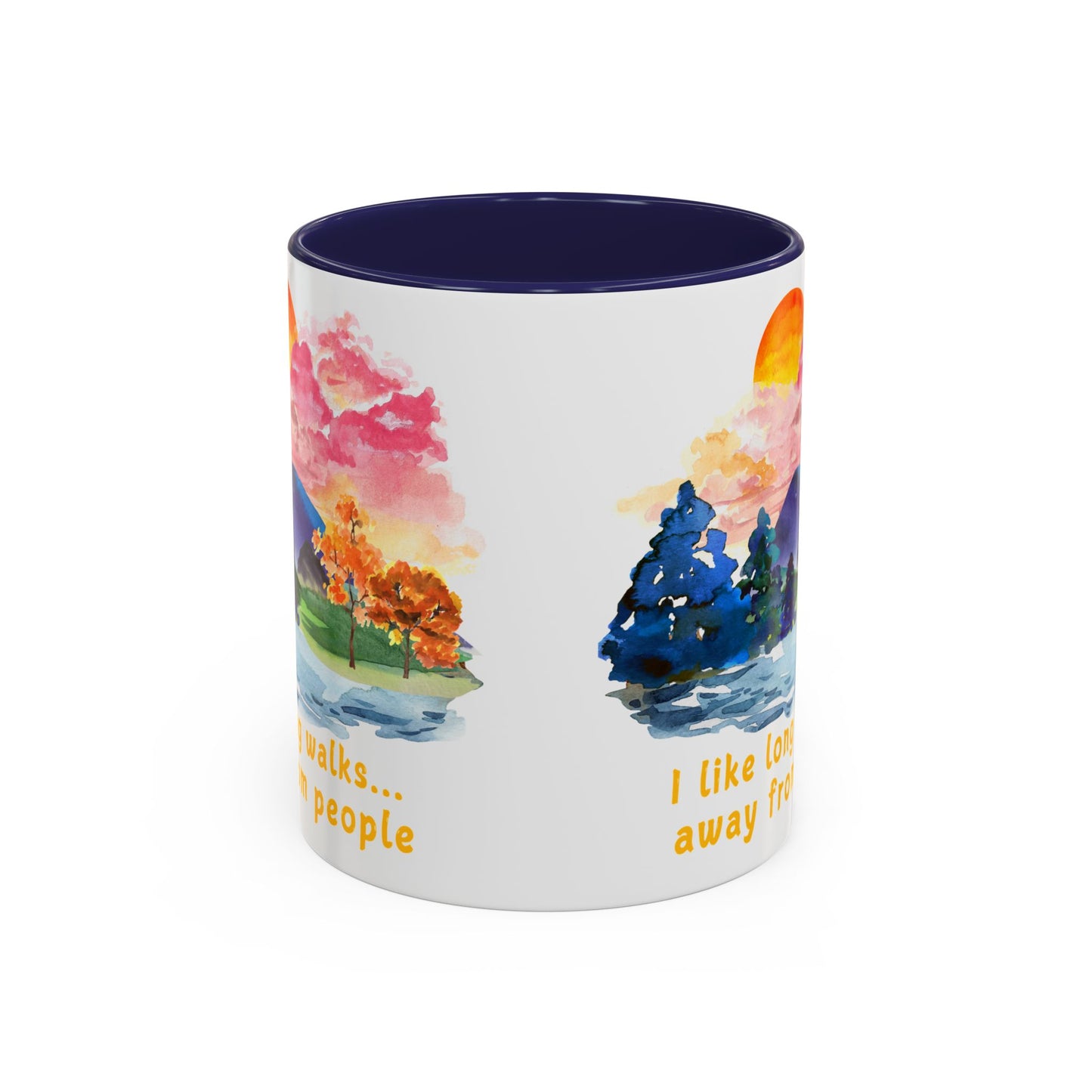 Long Walks Away From People - Accent Coffee Mug (11, 15oz)