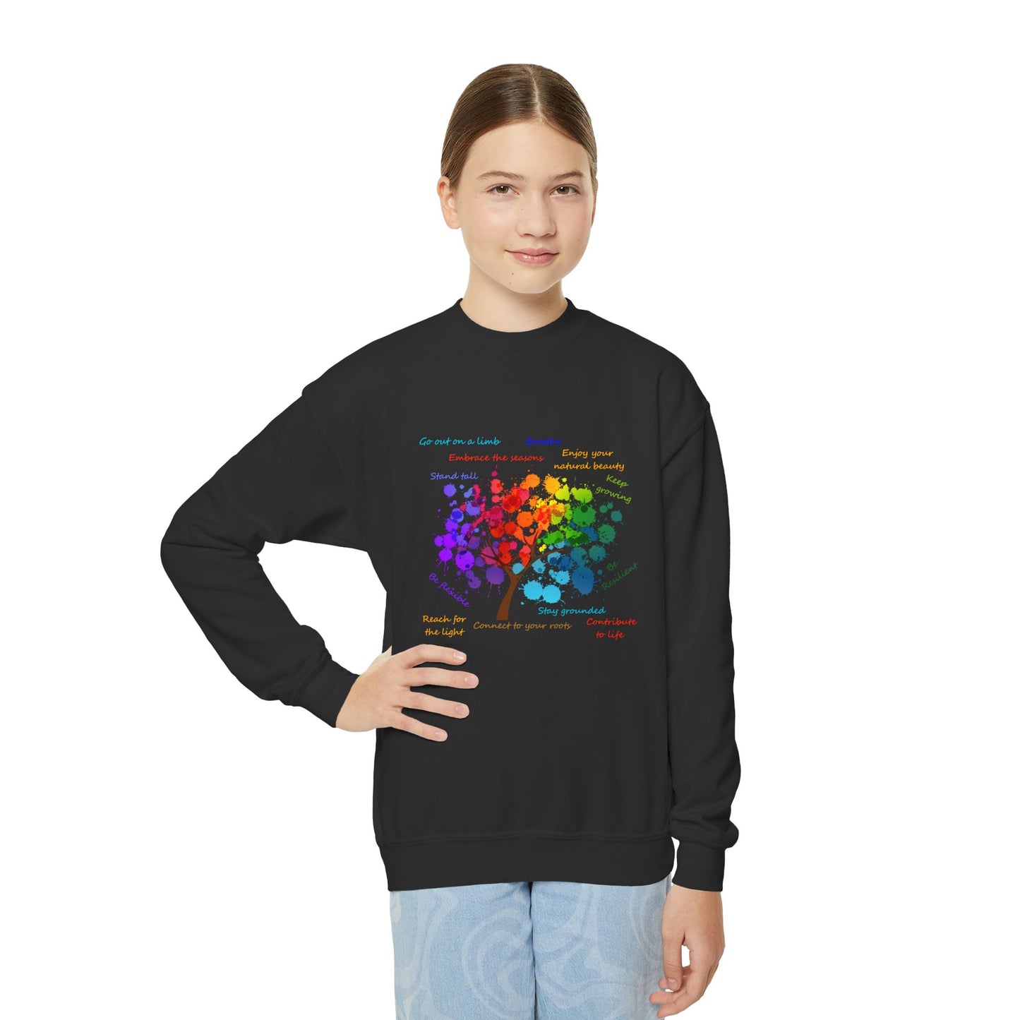 Tree of Life - Youth Crewneck Sweatshirt - Bright Uplifting Print